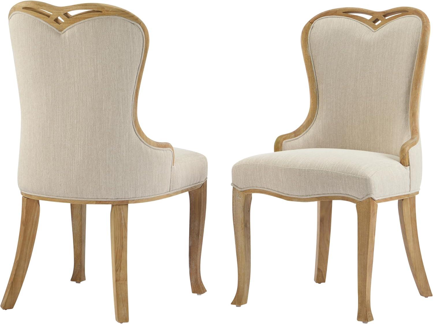 imageChristopher Knight Home Ahri Sturdy Rubberwood Dining Chairs Set of 2 Wingback Upholstered Armchair Set of 2 with Sculpted Legs Comfy Dining Room Chairs with HeartInspired Back Natural