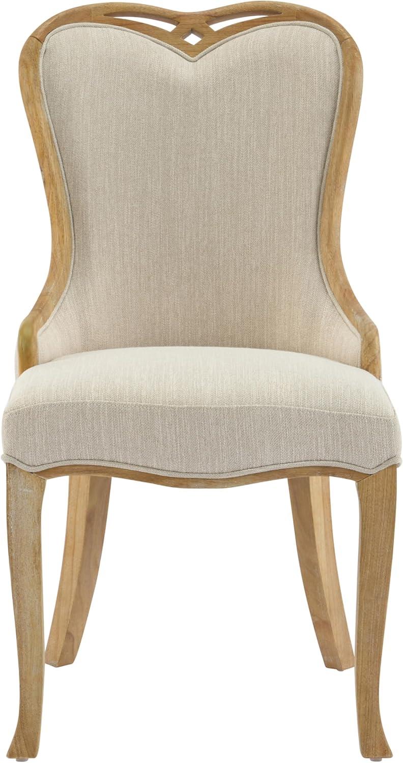 imageChristopher Knight Home Ahri Sturdy Rubberwood Dining Chairs Set of 2 Wingback Upholstered Armchair Set of 2 with Sculpted Legs Comfy Dining Room Chairs with HeartInspired Back Natural