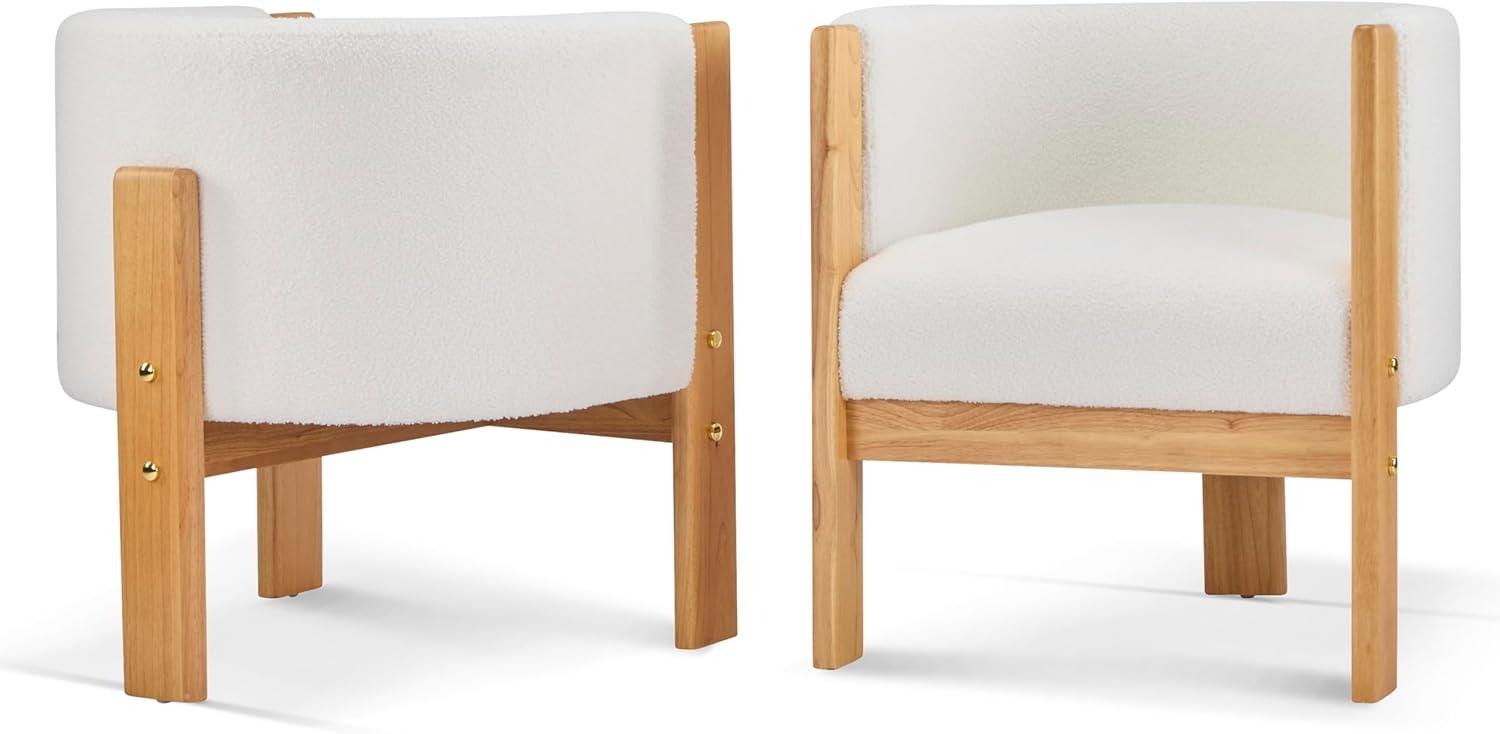 imageChristopher Knight Home Annie Modern Boucle Upholstered Dining Chairs Set of 2 Wooden Dining Room Armchair Curved Backrest Kitchen Chairs Living Room Accent Chair for Extra Seat Natural White