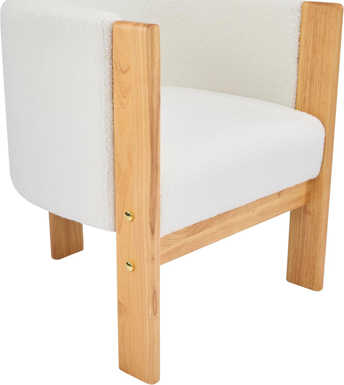 imageChristopher Knight Home Annie Modern Boucle Upholstered Dining Chairs Set of 2 Wooden Dining Room Armchair Curved Backrest Kitchen Chairs Living Room Accent Chair for Extra Seat Natural White