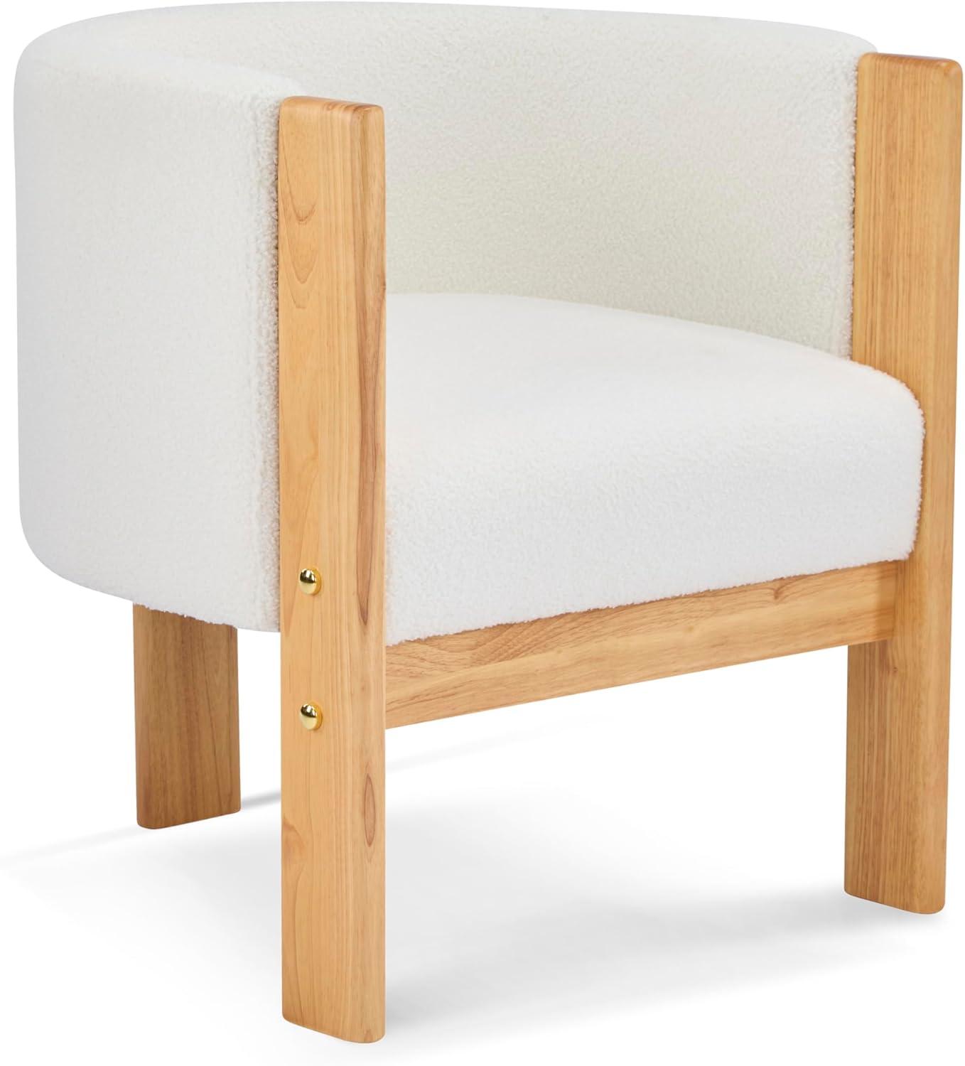 imageChristopher Knight Home Annie Modern Boucle Upholstered Dining Chairs Set of 2 Wooden Dining Room Armchair Curved Backrest Kitchen Chairs Living Room Accent Chair for Extra Seat Natural White