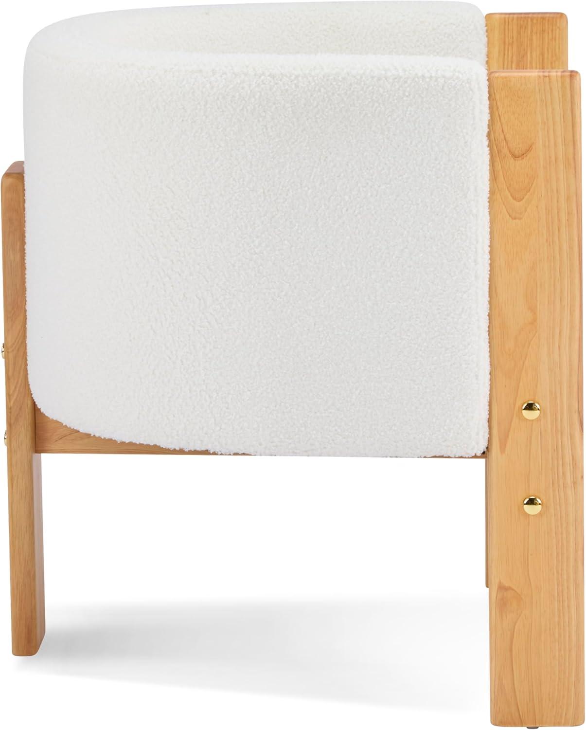imageChristopher Knight Home Annie Modern Boucle Upholstered Dining Chairs Set of 2 Wooden Dining Room Armchair Curved Backrest Kitchen Chairs Living Room Accent Chair for Extra Seat Natural White