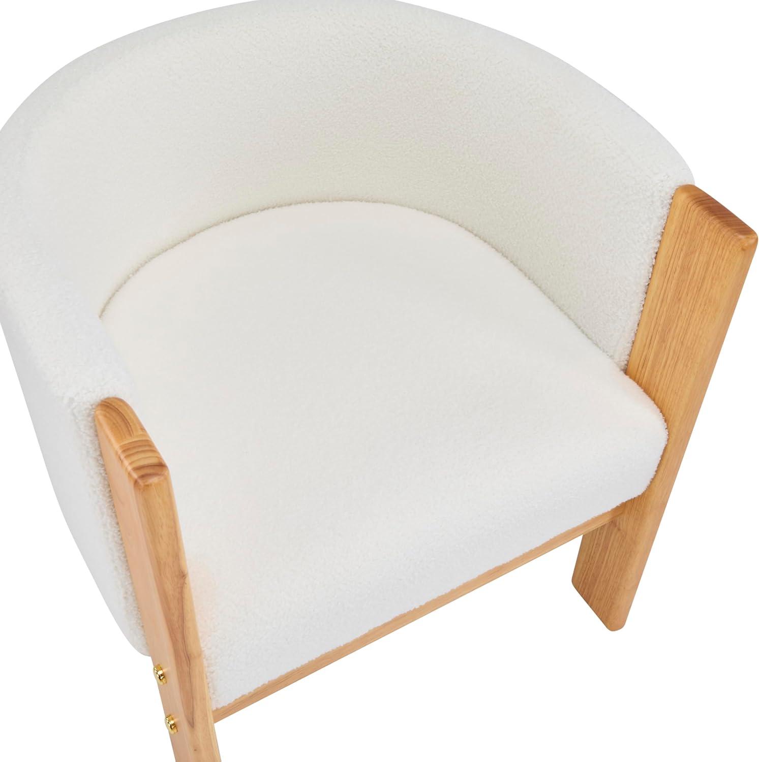 imageChristopher Knight Home Annie Modern Boucle Upholstered Dining Chairs Set of 2 Wooden Dining Room Armchair Curved Backrest Kitchen Chairs Living Room Accent Chair for Extra Seat Natural White