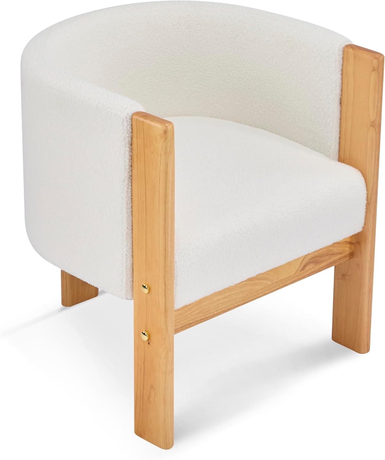 imageChristopher Knight Home Annie Modern Boucle Upholstered Dining Chairs Set of 2 Wooden Dining Room Armchair Curved Backrest Kitchen Chairs Living Room Accent Chair for Extra Seat Natural White