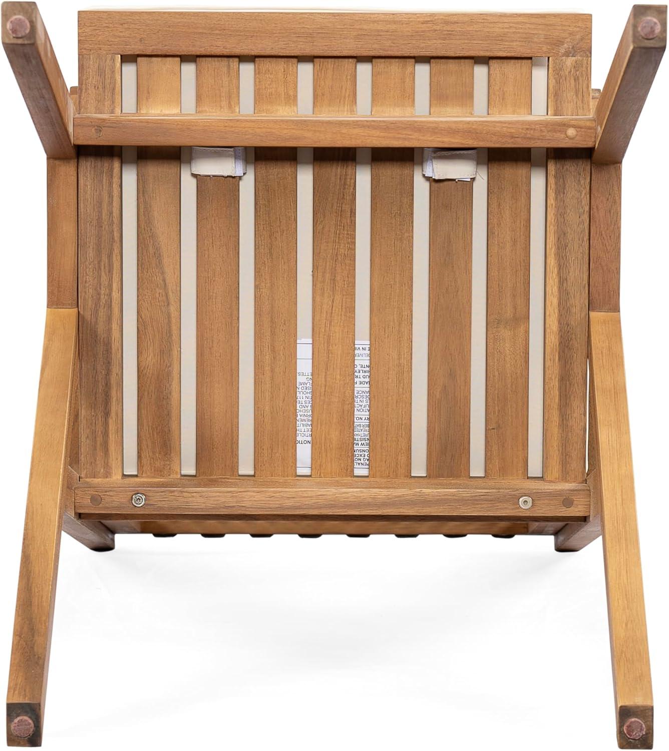 imageChristopher Knight Home Becker Outdoor Dining Chairs Set of 2 with Cushion Acacia Wood Dining Room Armchair Set Garden Chair Set with Handwoven Accent Patio Dinners Comfy Extra Seat Cream Teak