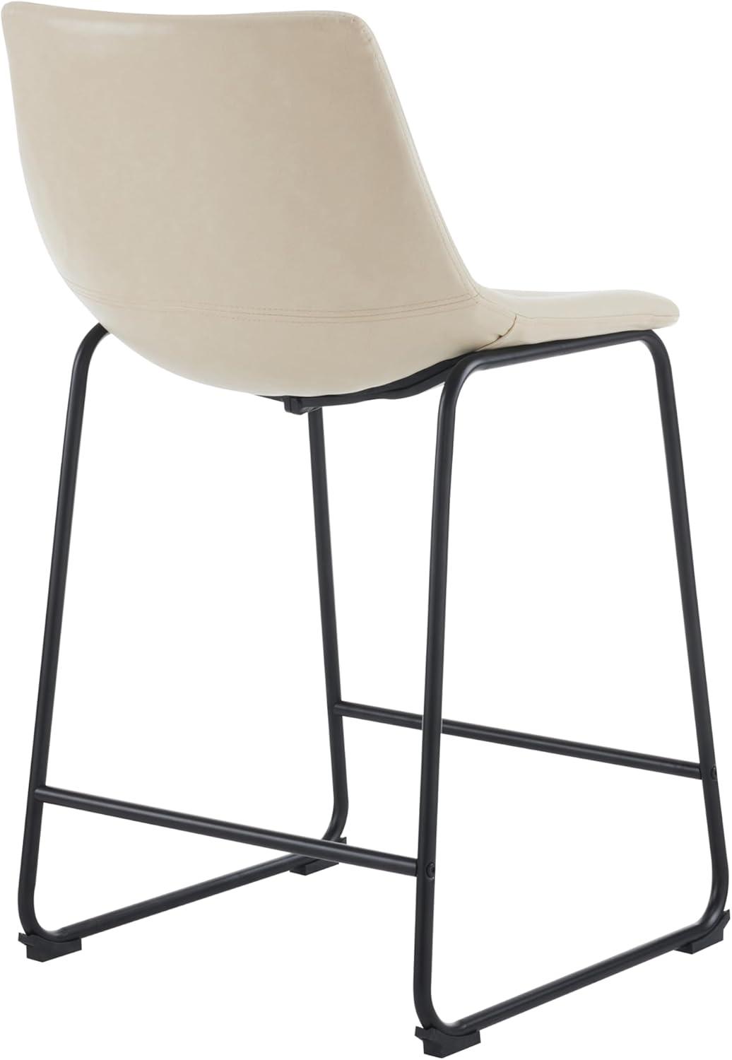 imageChristopher Knight Home Hassendale Armless Bar Stools Set of 2 Kitchen Bar Stools Vintage Style Bar Stool Chairs Faux Leather Counter Chairs for Living Room Cafe Pub Bar Counter CreamBlack