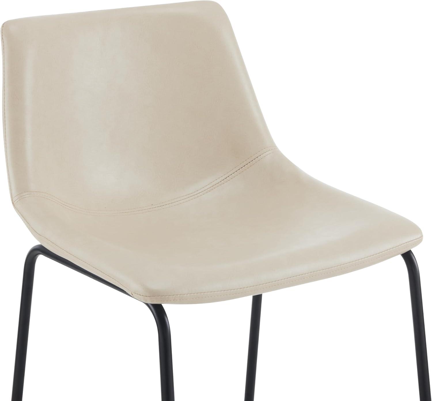 imageChristopher Knight Home Hassendale Armless Bar Stools Set of 2 Kitchen Bar Stools Vintage Style Bar Stool Chairs Faux Leather Counter Chairs for Living Room Cafe Pub Bar Counter CreamBlack