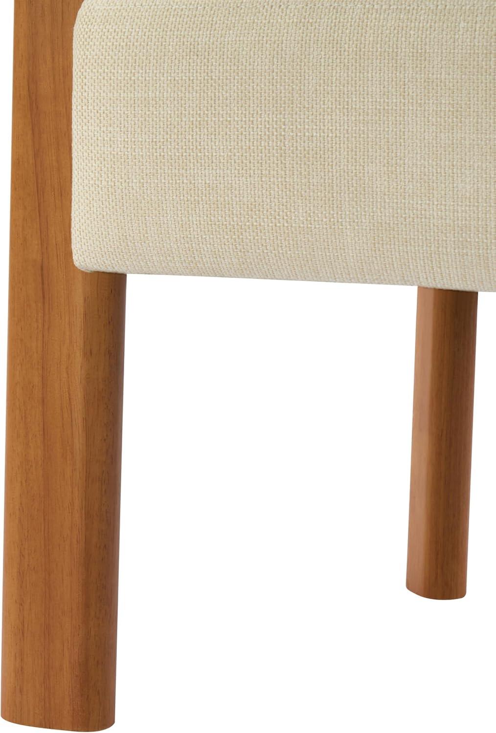 imageChristopher Knight Home Izu Modern Rubberwood Dining Chairs Set of 2 Fabric Upholstered Armchair Set of 2 with Ample Seat Comfy Dining Room Chairs with Curved Backrest Beige Walnut