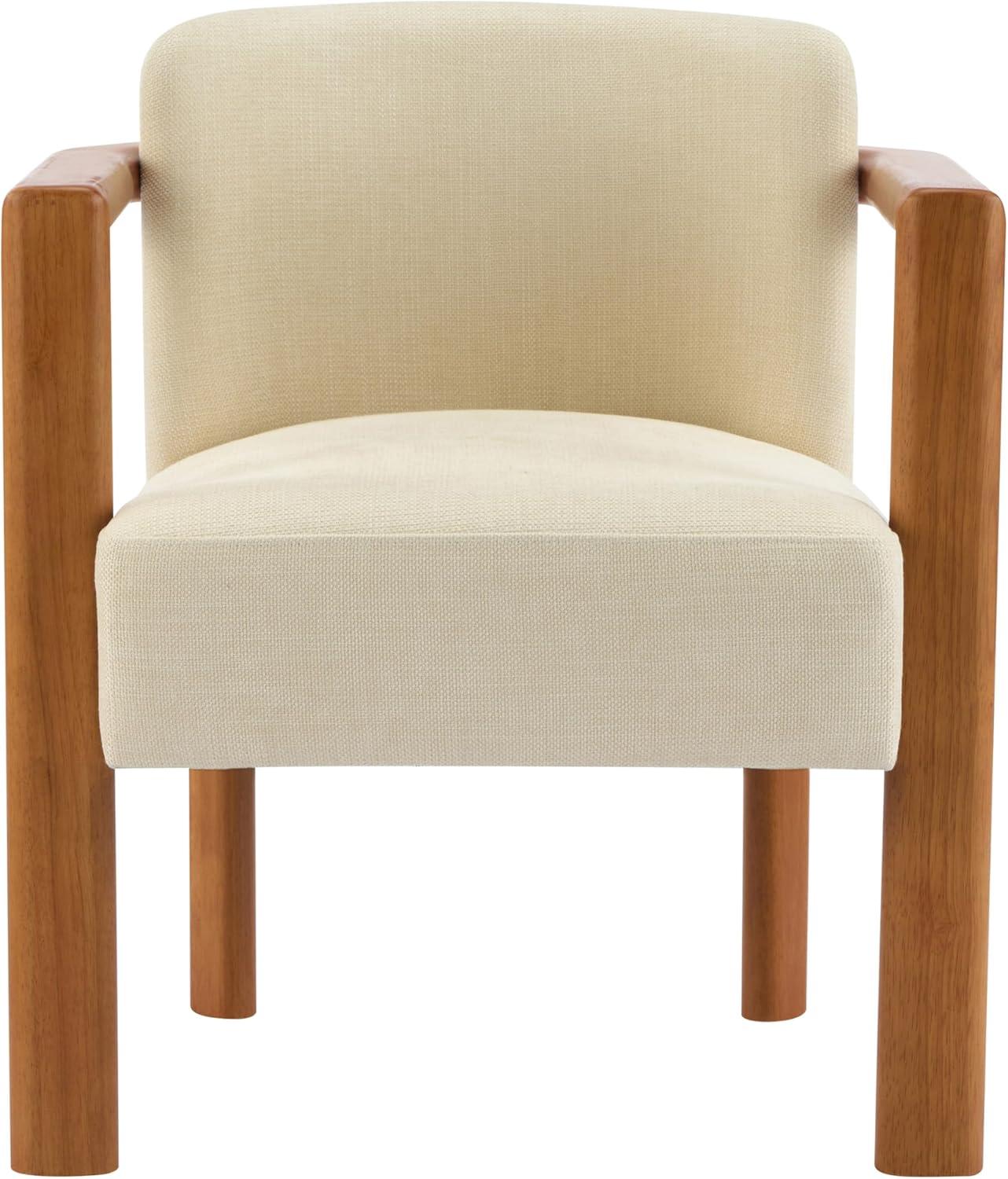 imageChristopher Knight Home Izu Modern Rubberwood Dining Chairs Set of 2 Fabric Upholstered Armchair Set of 2 with Ample Seat Comfy Dining Room Chairs with Curved Backrest Beige Walnut