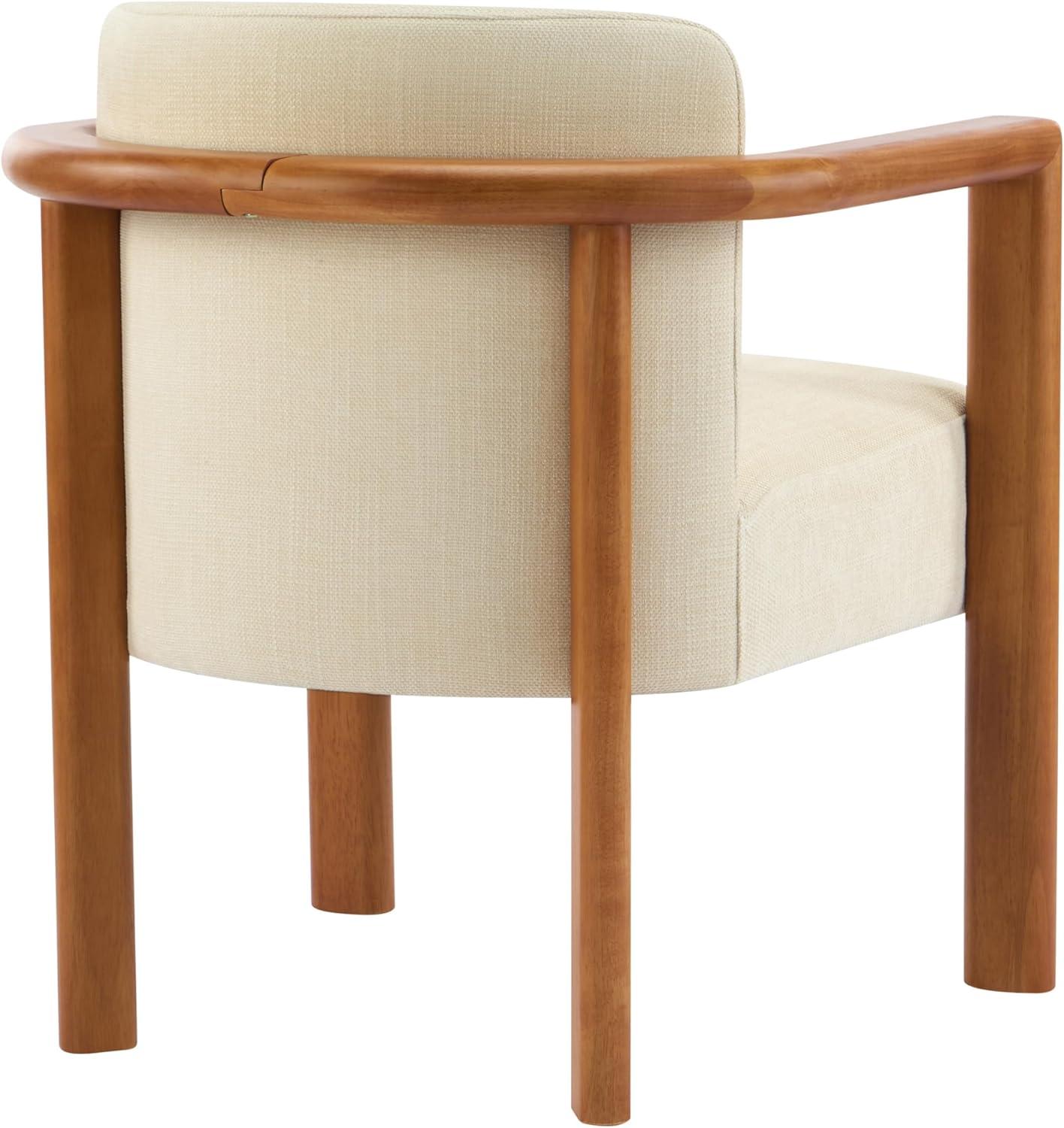 imageChristopher Knight Home Izu Modern Rubberwood Dining Chairs Set of 2 Fabric Upholstered Armchair Set of 2 with Ample Seat Comfy Dining Room Chairs with Curved Backrest Beige Walnut