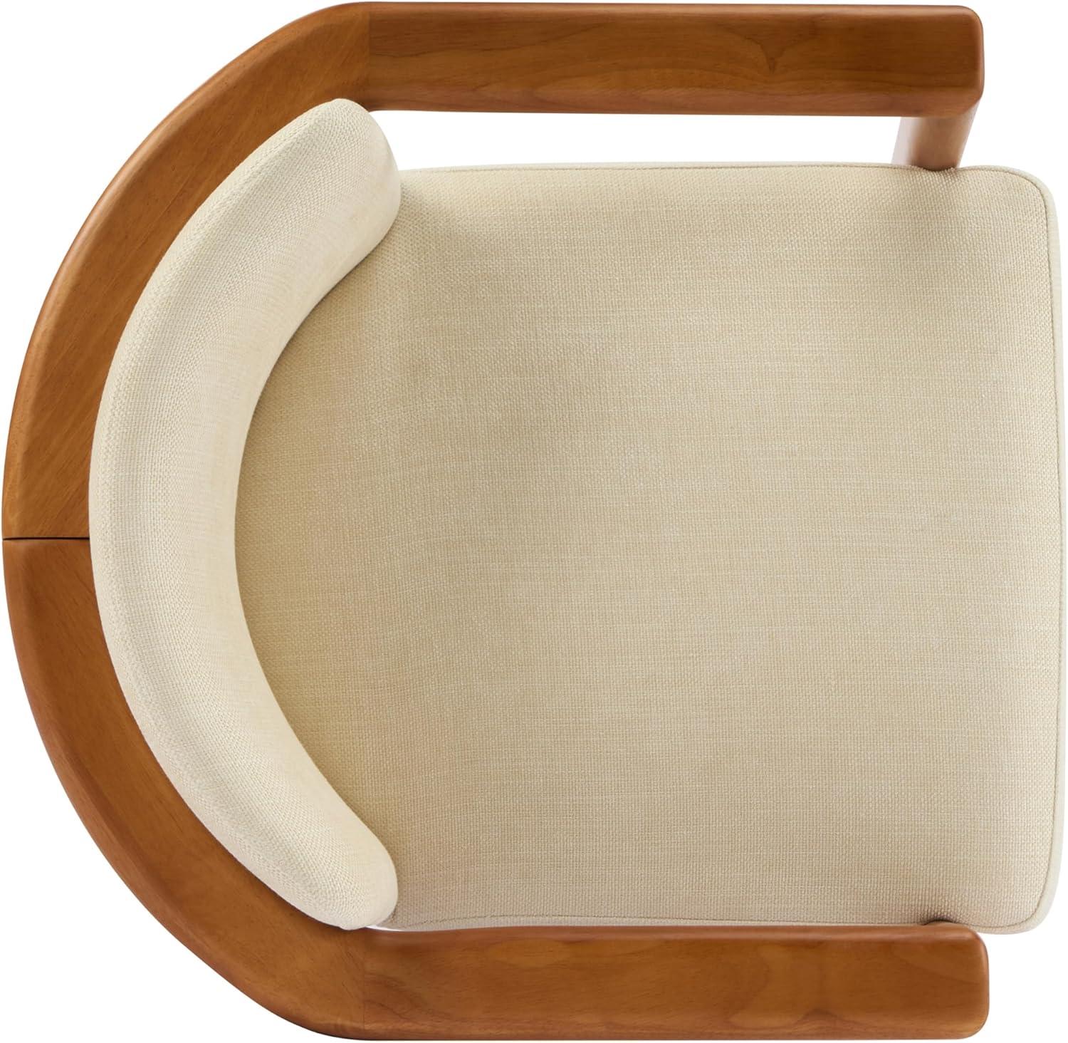 imageChristopher Knight Home Izu Modern Rubberwood Dining Chairs Set of 2 Fabric Upholstered Armchair Set of 2 with Ample Seat Comfy Dining Room Chairs with Curved Backrest Beige Walnut