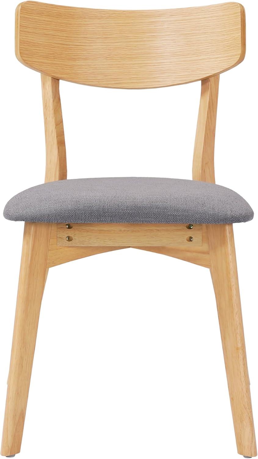 imageChristopher Knight Home Ladit Wooden Dining Chairs Set of 2 Upholstered MidCentury Dining Room Chair Rubber Wood 2 Accent Chairs for Living Room Kitchen Ergonomic Designed Dark Grey Natural