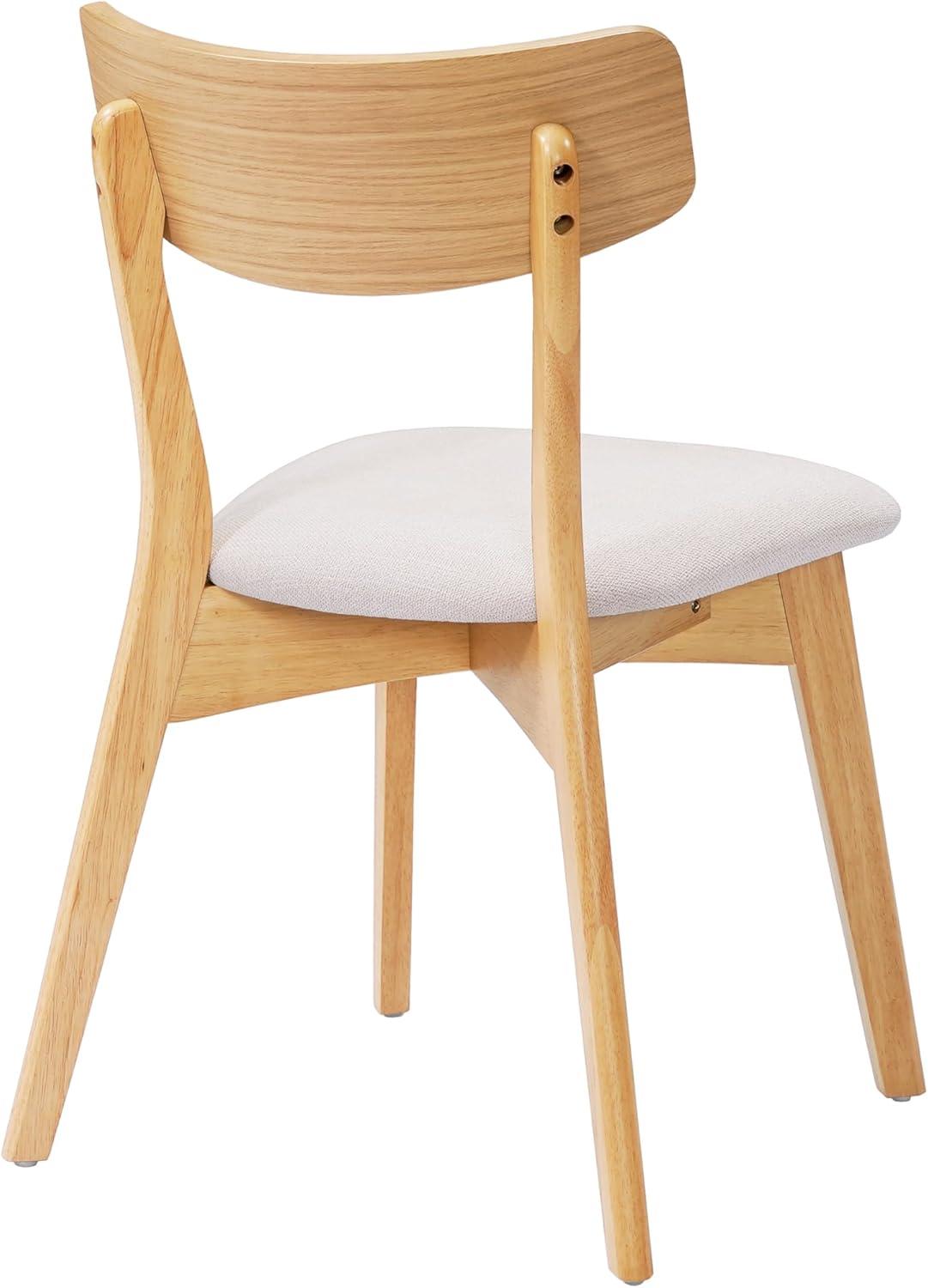 imageChristopher Knight Home Ladit Wooden Dining Chairs Set of 2 Upholstered MidCentury Dining Room Chair Rubber Wood 2 Accent Chairs for Living Room Kitchen Ergonomic Designed Light Beige Natural