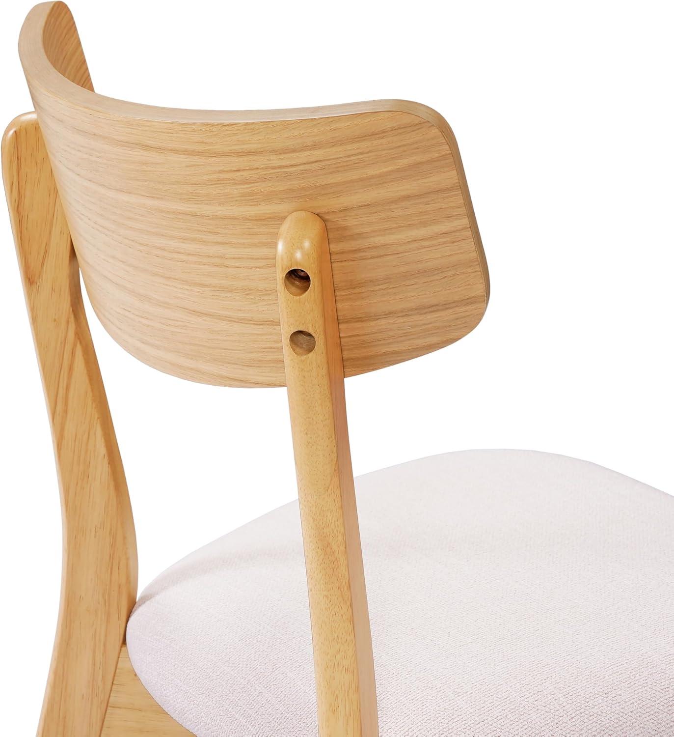 imageChristopher Knight Home Ladit Wooden Dining Chairs Set of 2 Upholstered MidCentury Dining Room Chair Rubber Wood 2 Accent Chairs for Living Room Kitchen Ergonomic Designed Light Beige Natural