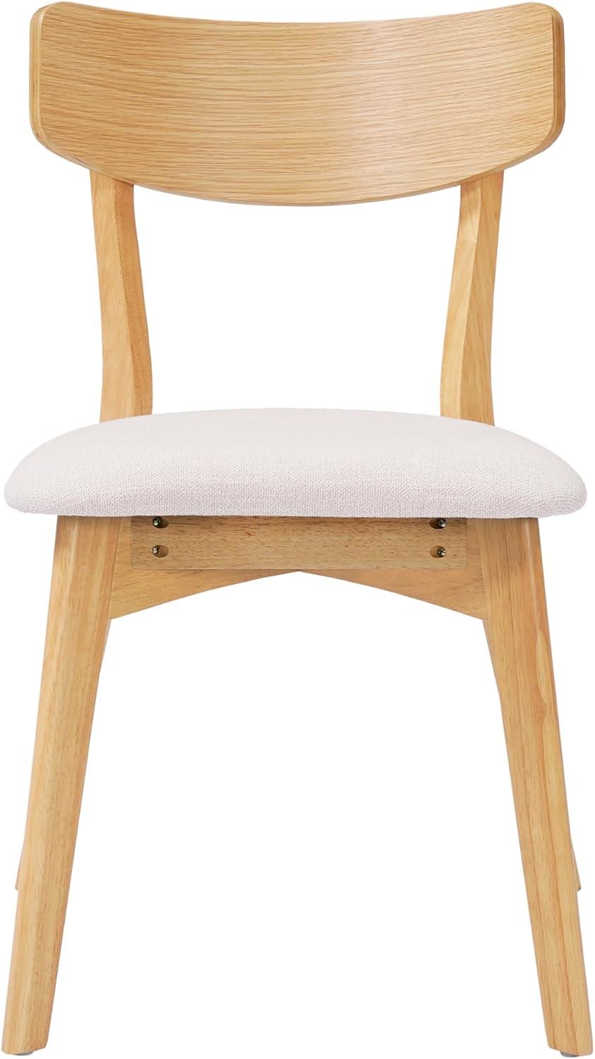 imageChristopher Knight Home Ladit Wooden Dining Chairs Set of 2 Upholstered MidCentury Dining Room Chair Rubber Wood 2 Accent Chairs for Living Room Kitchen Ergonomic Designed Light Beige Natural