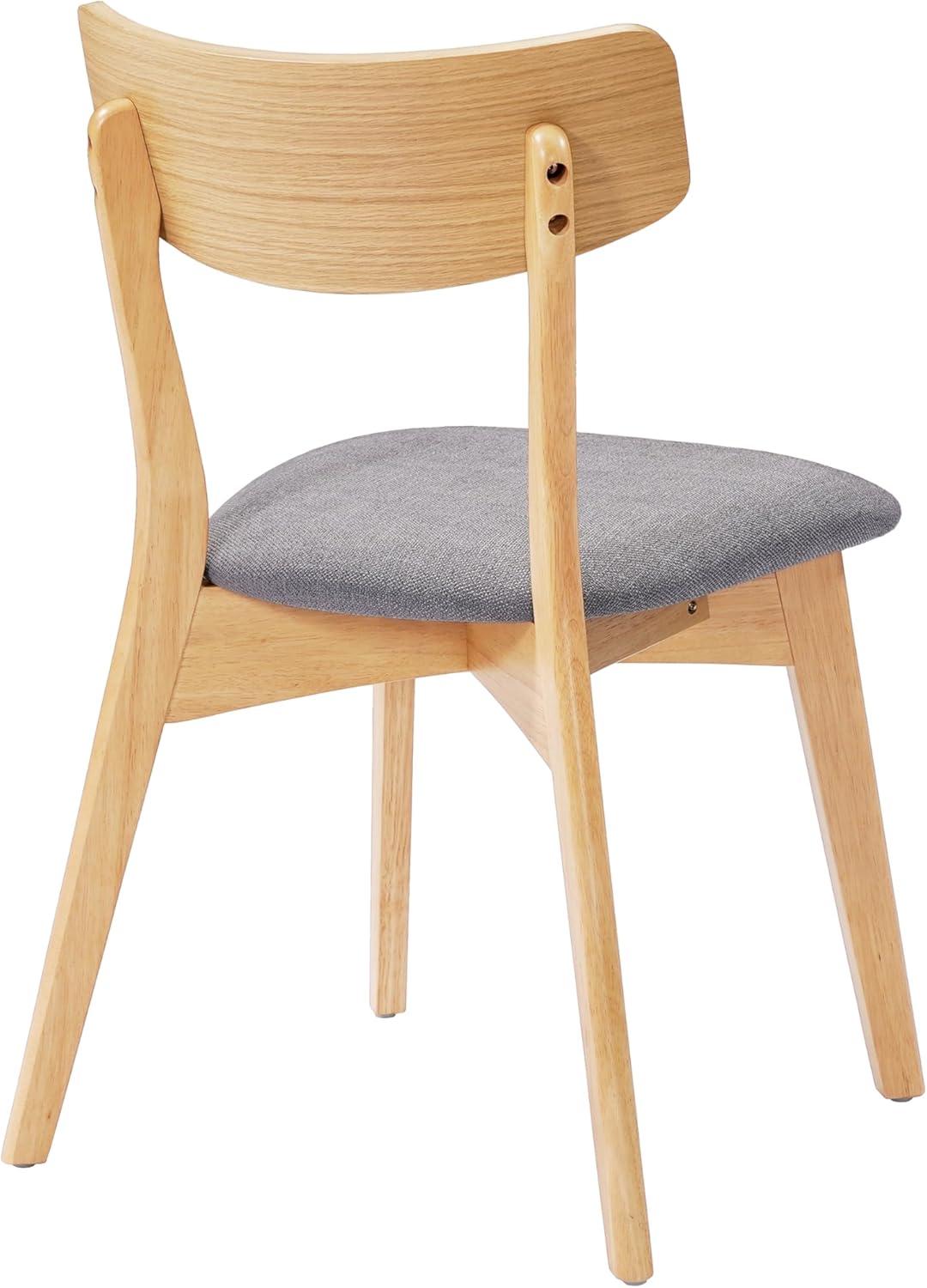 imageChristopher Knight Home Ladit Wooden Dining Chairs Set of 2 Upholstered MidCentury Dining Room Chair Rubber Wood 2 Accent Chairs for Living Room Kitchen Ergonomic Designed Dark Grey Natural