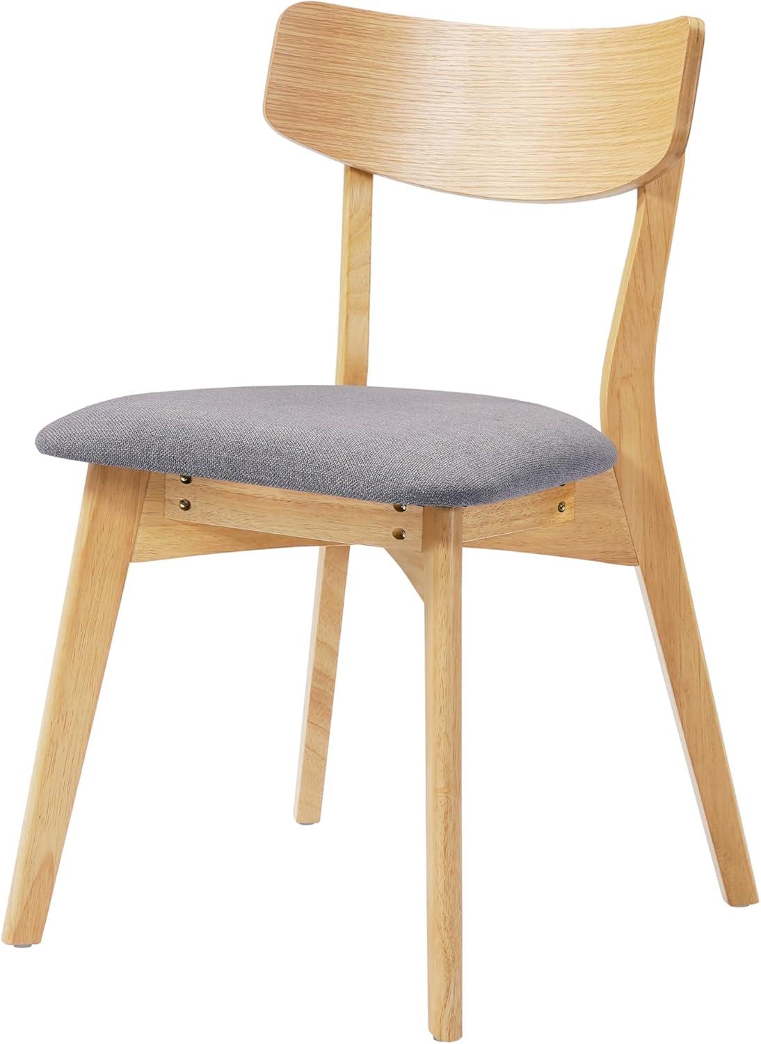 imageChristopher Knight Home Ladit Wooden Dining Chairs Set of 2 Upholstered MidCentury Dining Room Chair Rubber Wood 2 Accent Chairs for Living Room Kitchen Ergonomic Designed Dark Grey Natural