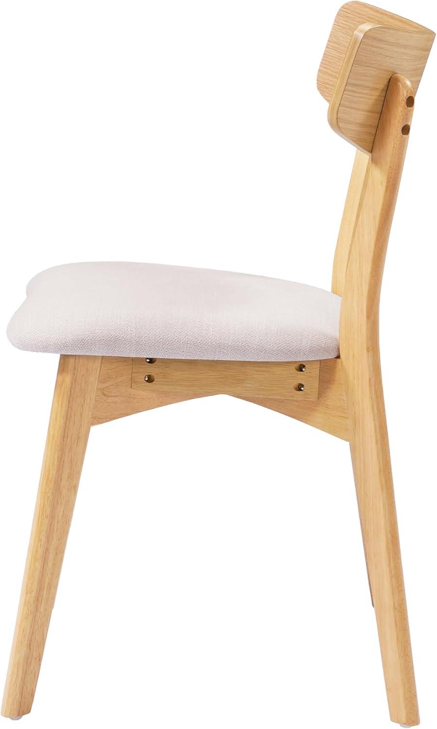 imageChristopher Knight Home Ladit Wooden Dining Chairs Set of 2 Upholstered MidCentury Dining Room Chair Rubber Wood 2 Accent Chairs for Living Room Kitchen Ergonomic Designed Light Beige Natural