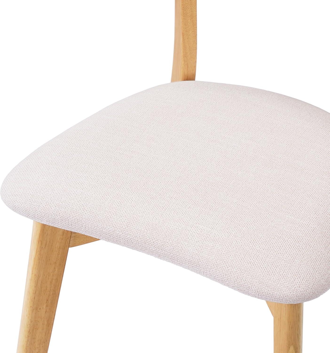 imageChristopher Knight Home Ladit Wooden Dining Chairs Set of 2 Upholstered MidCentury Dining Room Chair Rubber Wood 2 Accent Chairs for Living Room Kitchen Ergonomic Designed Light Beige Natural
