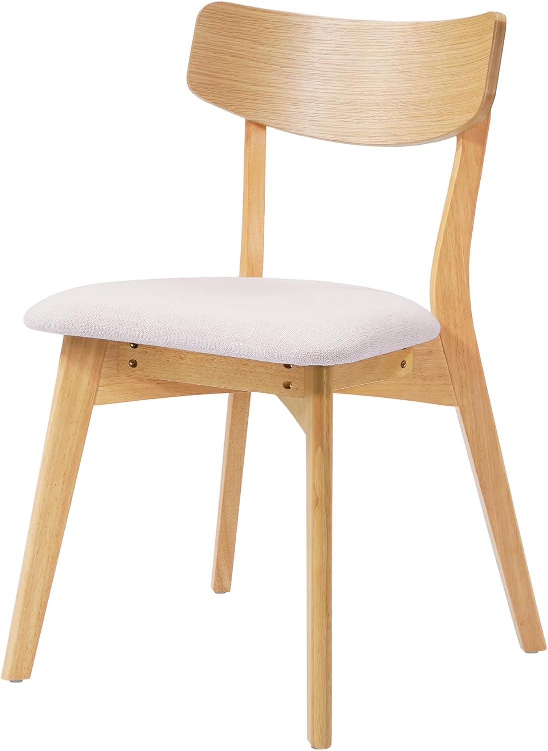 imageChristopher Knight Home Ladit Wooden Dining Chairs Set of 2 Upholstered MidCentury Dining Room Chair Rubber Wood 2 Accent Chairs for Living Room Kitchen Ergonomic Designed Light Beige Natural