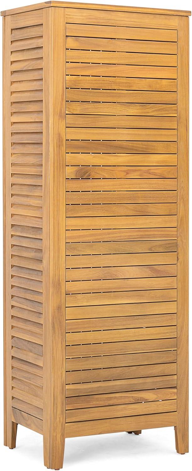 imageChristopher Knight Home Patio Gribs Acacia Wood Storage CabinetGardenPoolside Tool SideboardOutdoor Wooden Cabinet with Shelves Sturdy Construction Teak Finish