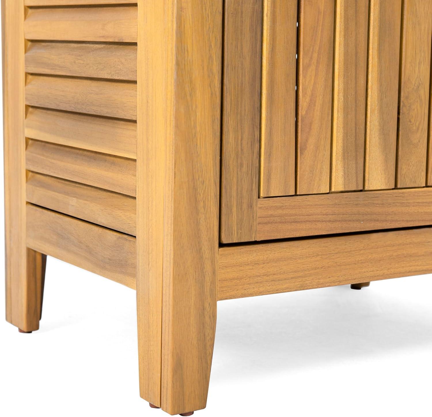 imageChristopher Knight Home Patio Gribs Acacia Wood Storage CabinetGardenPoolside Tool SideboardOutdoor Wooden Cabinet with Shelves Sturdy Construction Teak Finish