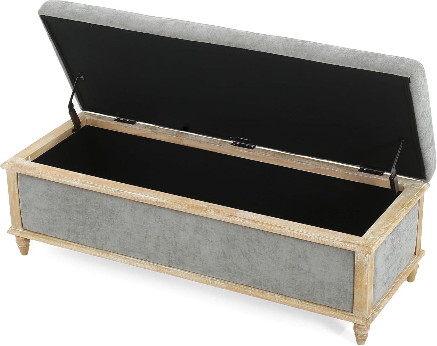 imageChristopher Knight Home Storage Ottoman Bench End of Bed Rectangular Storage Bench for Bedroom Entryway Foot Rest Stool with Hinges Easy Lid Operation 185 x 485 x 16 Inches Gray