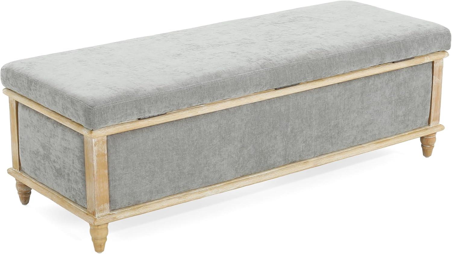 imageChristopher Knight Home Storage Ottoman Bench End of Bed Rectangular Storage Bench for Bedroom Entryway Foot Rest Stool with Hinges Easy Lid Operation 185 x 485 x 16 Inches Gray