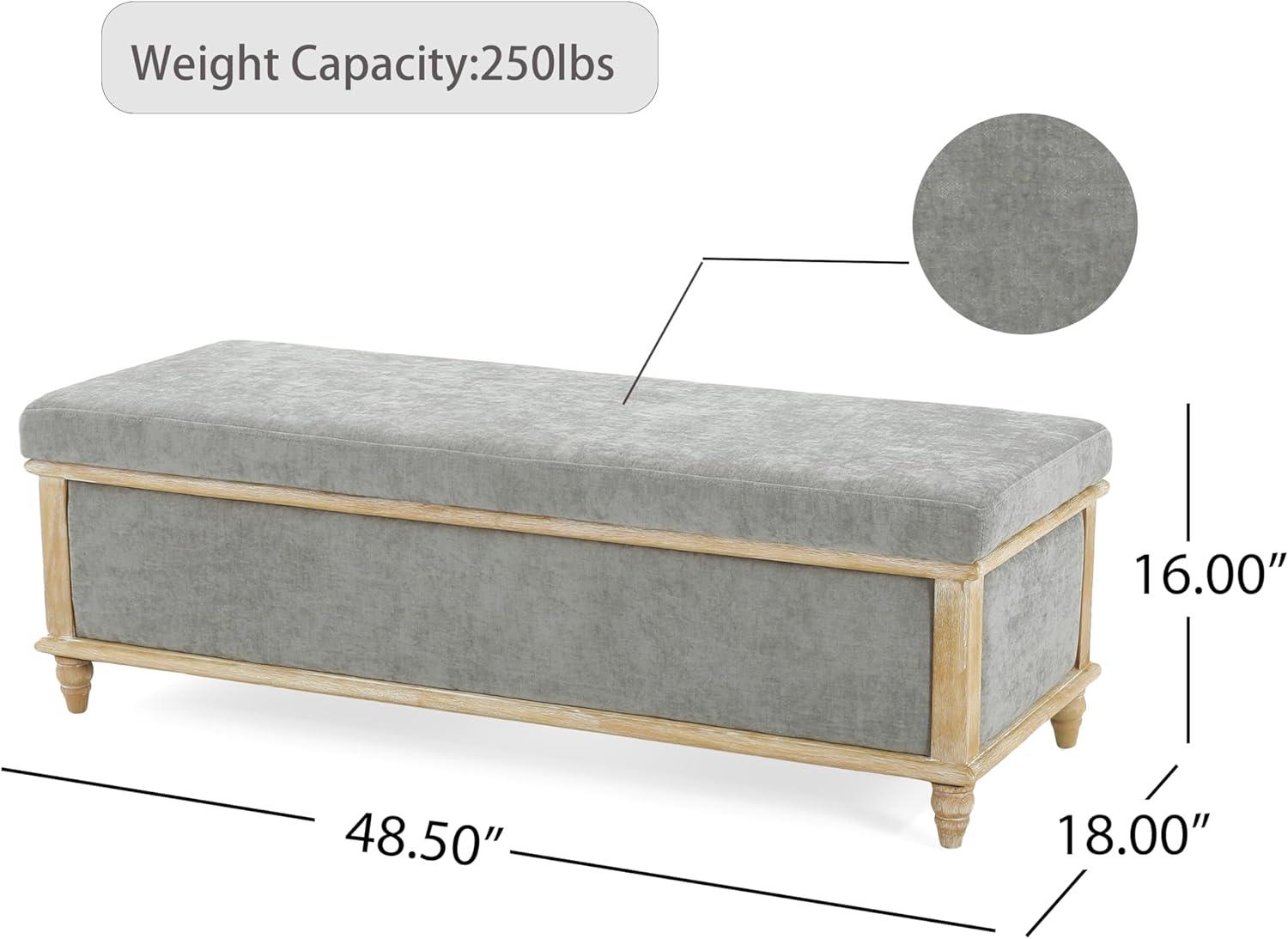 imageChristopher Knight Home Storage Ottoman Bench End of Bed Rectangular Storage Bench for Bedroom Entryway Foot Rest Stool with Hinges Easy Lid Operation 185 x 485 x 16 Inches Gray