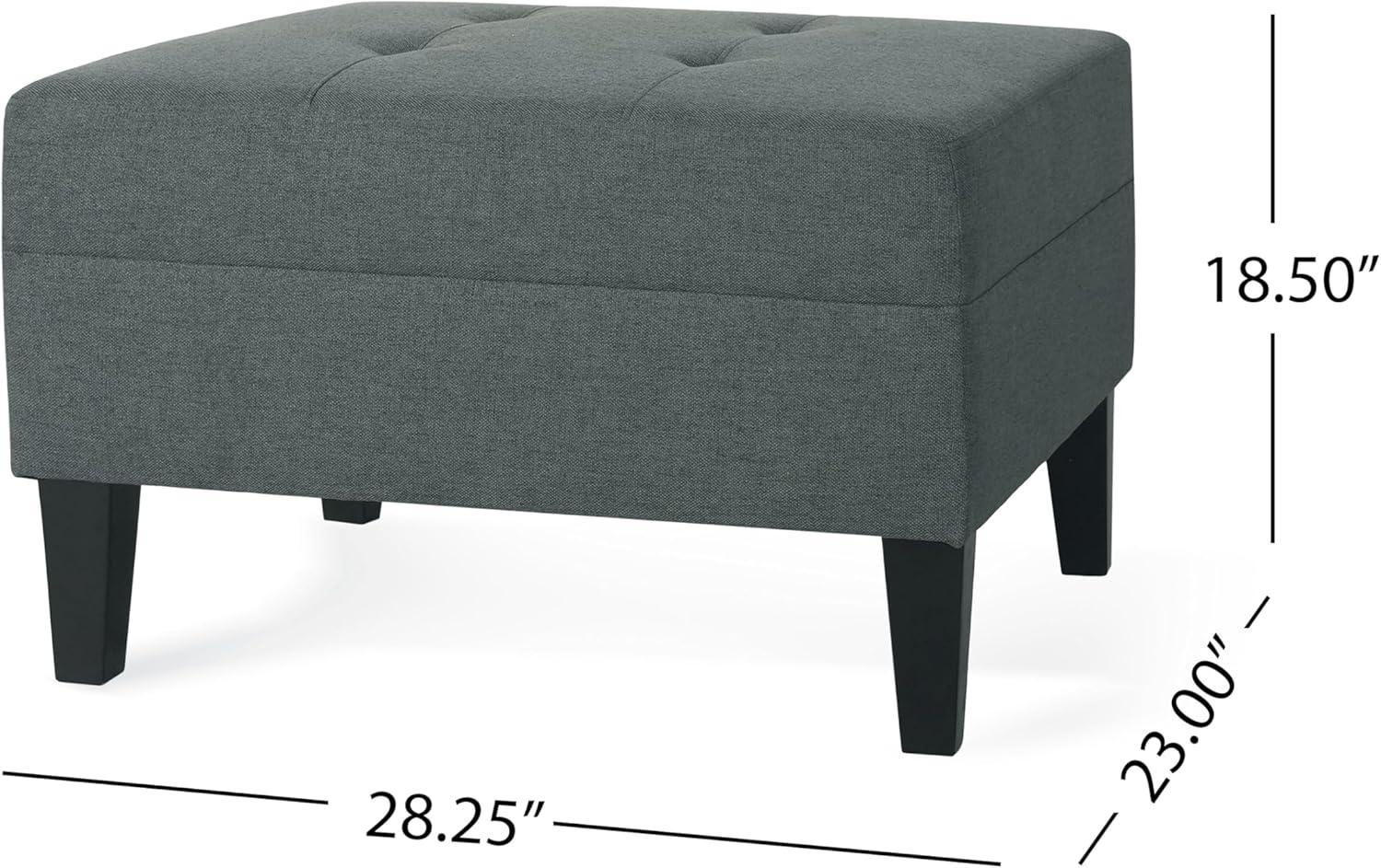 imageChristopher Knight Home Tufted Ottoman Footrest Rectangular Upholstered Ottoman Non Storage Fabric Ottoman Foot Rest Stool with Tufted Stitching2825 quotW x 23 quotD x 185 quotHCharcoalCharcoal