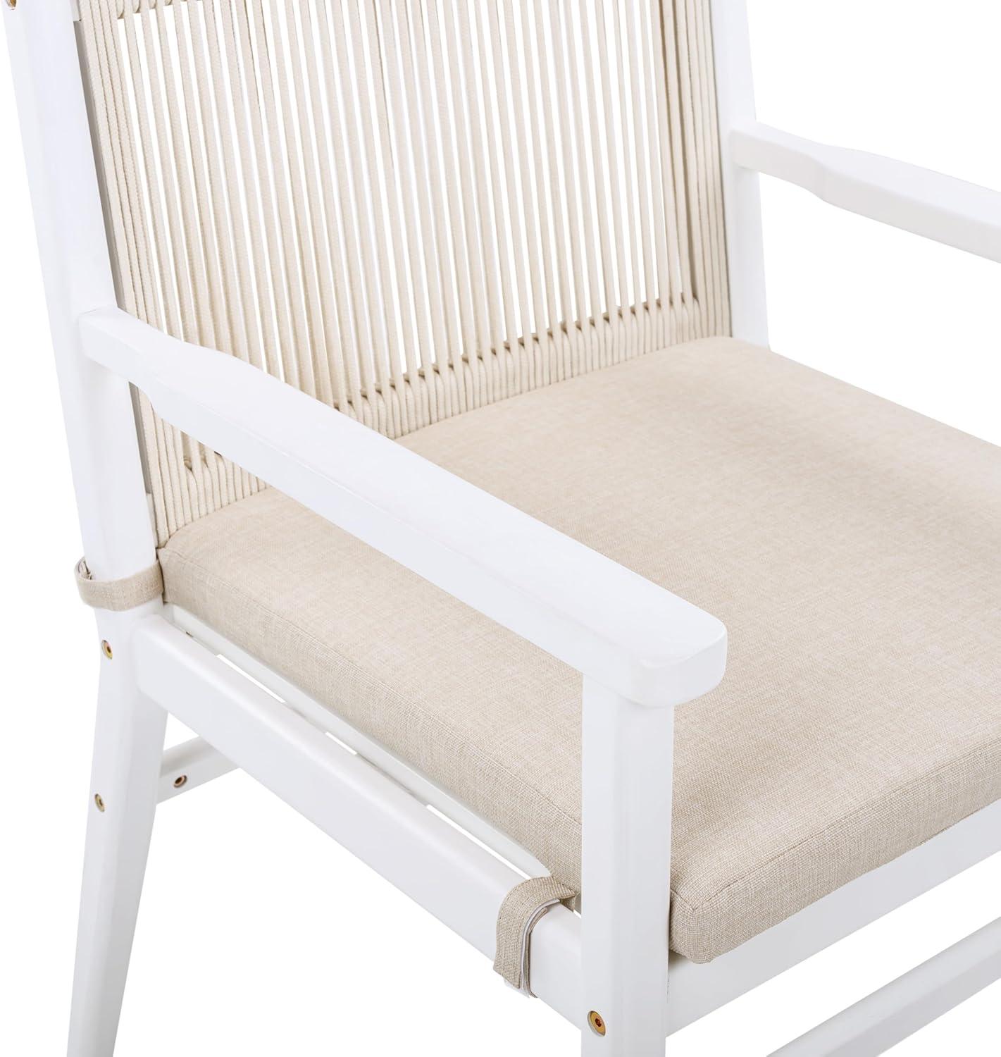imageChristopher Knight Home Wecker Acacia Wood Outdoor Dining Chairs Set of 2 Wooden Patio Armchair with Water Repellent Cushion Outdoor Kitchen Side Chair for Lawn Garden Backyard BeigeWhiteBeigewhite