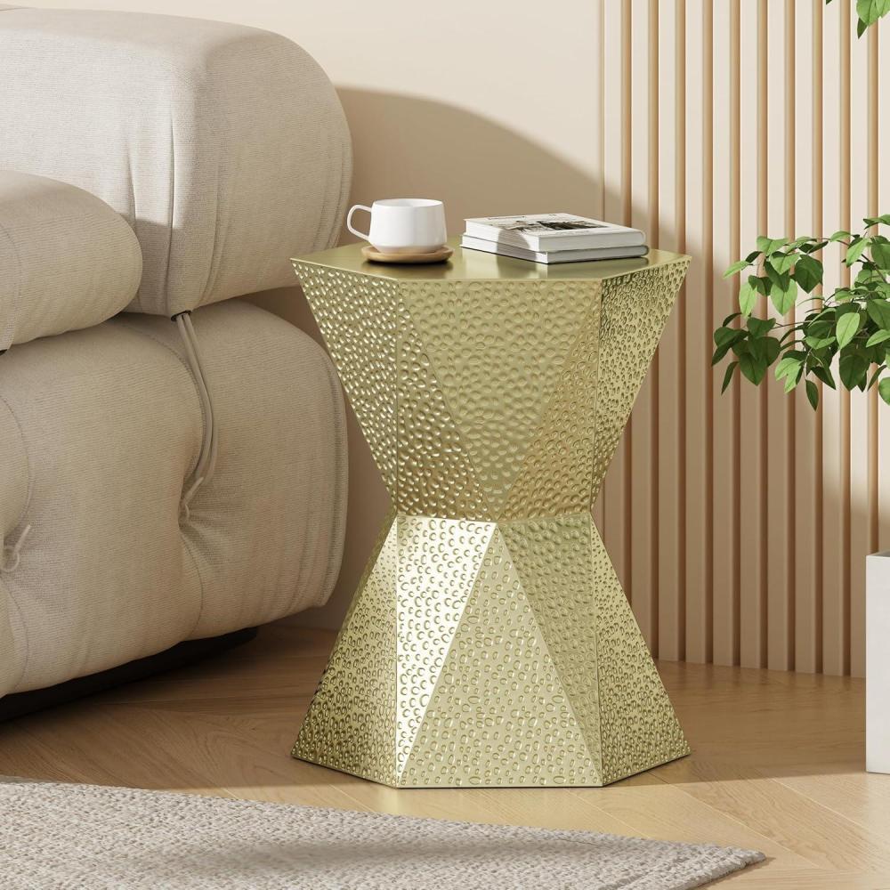 imageChristopher Knight Home Fairmo Gold End Table Hexagonal HourglassShaped Iron Accent Side Table Metal Decorative Corner Stool for Living Room Bedroom Home Decor Not Assembly RequiredGold Hexagonal Hourglass