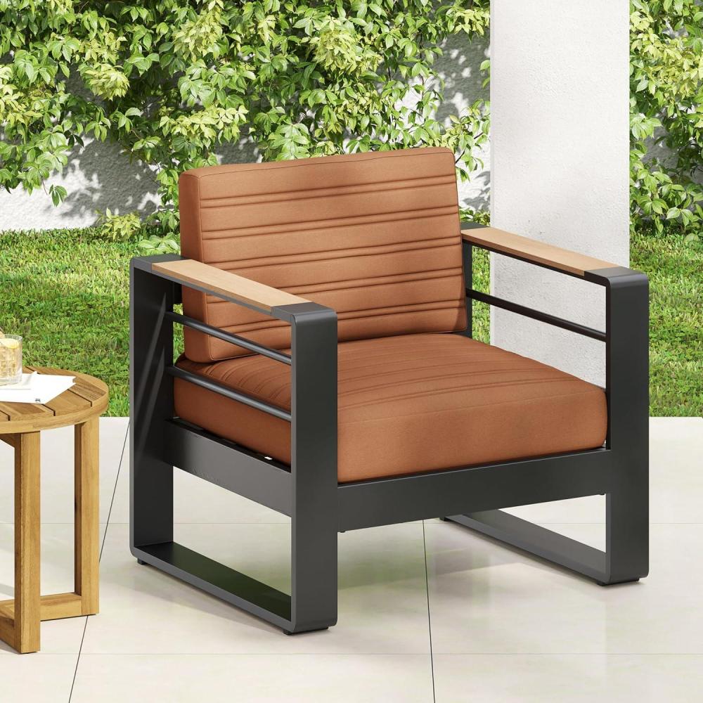 imageChristopher Knight Home Giovanna Aluminum Club Chair Accent Chair with Cushions Patio Arm Chair Durable Frame Suitable for Outdoor Club Chair for Patio Balcony Garden Outdoor Yard BlueOrange