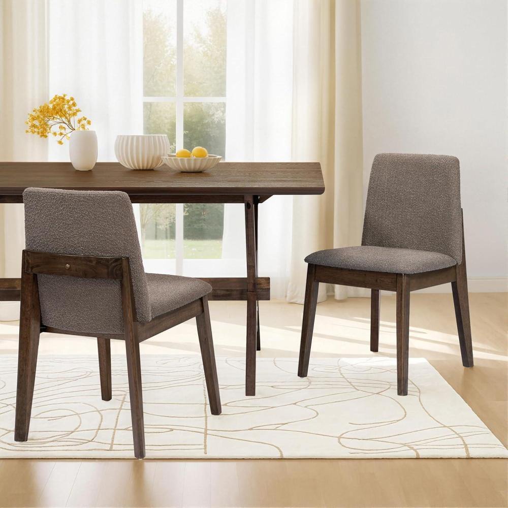 imageChristopher Knight Home Lucian Armless Dining Chairs Set of 2 Modern Dining Chair with Fabric Upholstery Sturdy Wood Frame Kitchen Chairs Extra Seat for Dining Room Beige OakBrown Walnut