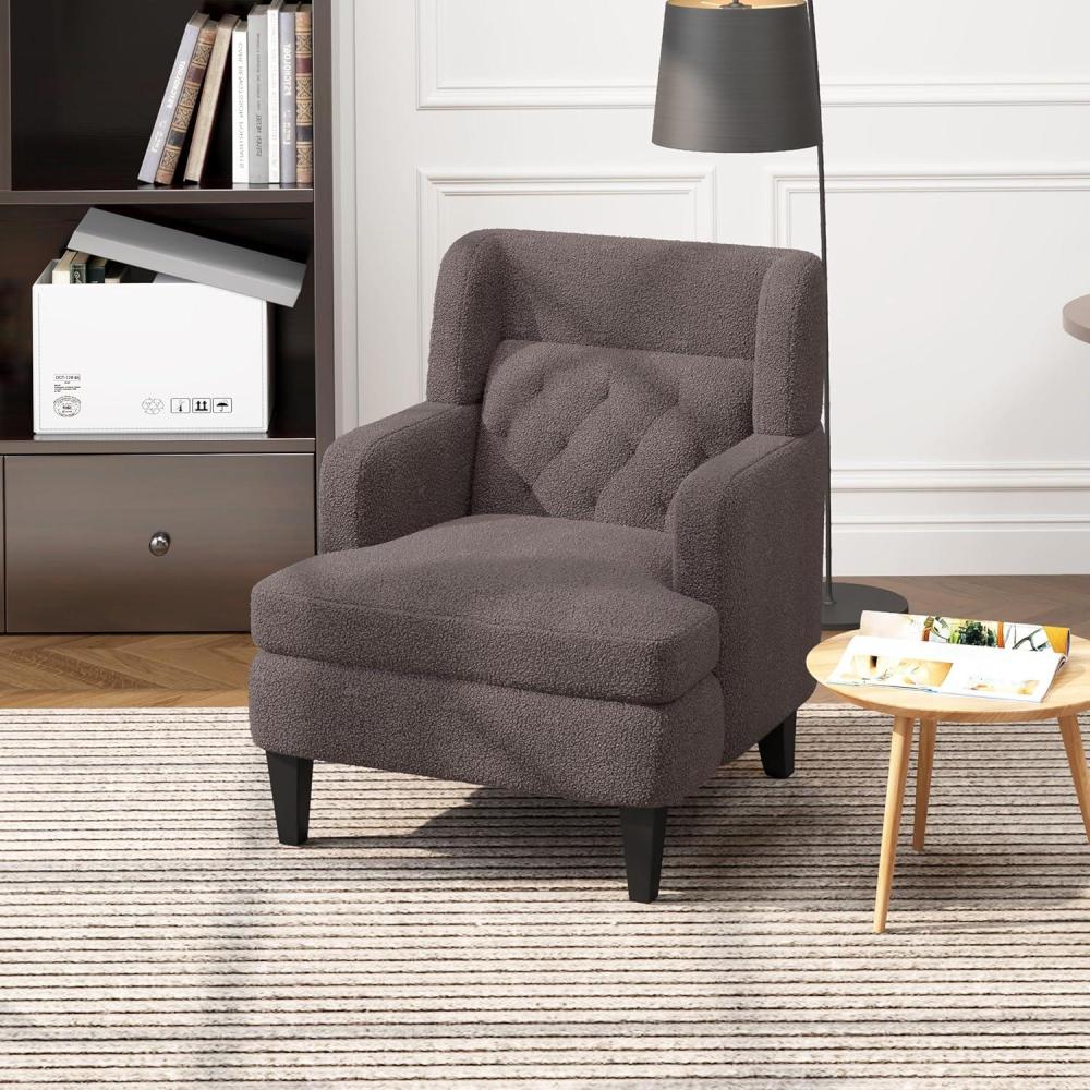 imageChristopher Knight Home Modern Teddy Fleece Fabric Upholstered Accent Chair Ergonomic Living Room Club Chair with Tufted Backrest Cozy Soft Padded Seat Armchair Bedroom Reading Lounge Chair BrownRusset Brown