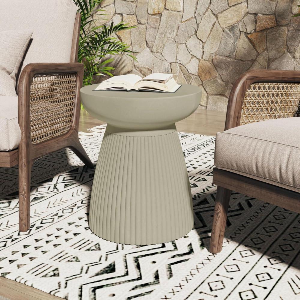 imageChristopher Knight Home Novi Outdoor Side Table Cylindrical Decorative Accent Side End Table Garden Stool for Patio Balcony Beach Pool Lightweight Concrete WoodLike Texture Antique BrownSand Gray