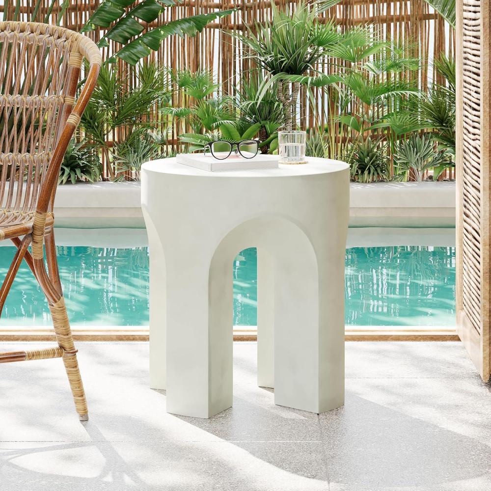 imageChristopher Knight Home Outdoor Round Side TablePatio Garden Stool End Coffee TableDecorative Accent Table for Patioor BalconyLightweight Concrete MaterialBlack MarbleAntique White ottilie