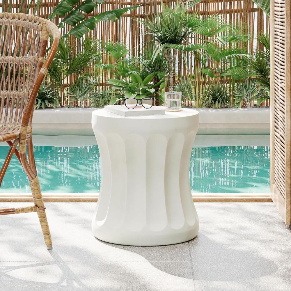 imageChristopher Knight Home Outdoor Round Side TablePatio Garden Stool End Coffee TableDecorative Accent Table for Patioor BalconyLightweight Concrete MaterialBlack MarbleAntique White earleant