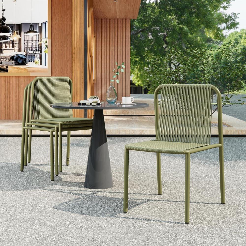 imageChristopher Knight Home Set of 4 Burgess Minimalist Patio Wicker Stacking Dining Chairs Outdoor PE Rattan Accent Armless Chair Sturdy Metal Frame GardenPorchBackyard Stackable Side Chair OrangeGreen