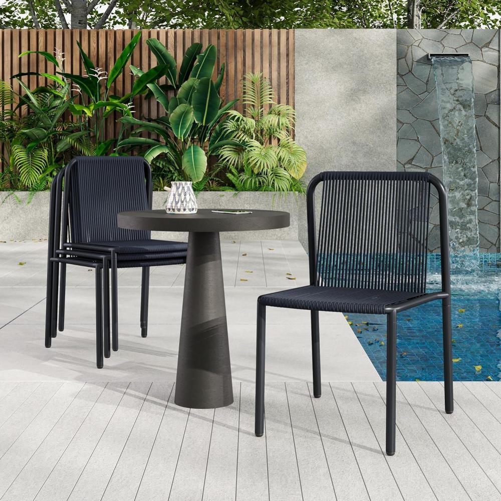 imageChristopher Knight Home Set of 4 Burgess Minimalist Patio Wicker Stacking Dining Chairs Outdoor PE Rattan Accent Armless Chair Sturdy Metal Frame GardenPorchBackyard Stackable Side Chair OrangeBlack