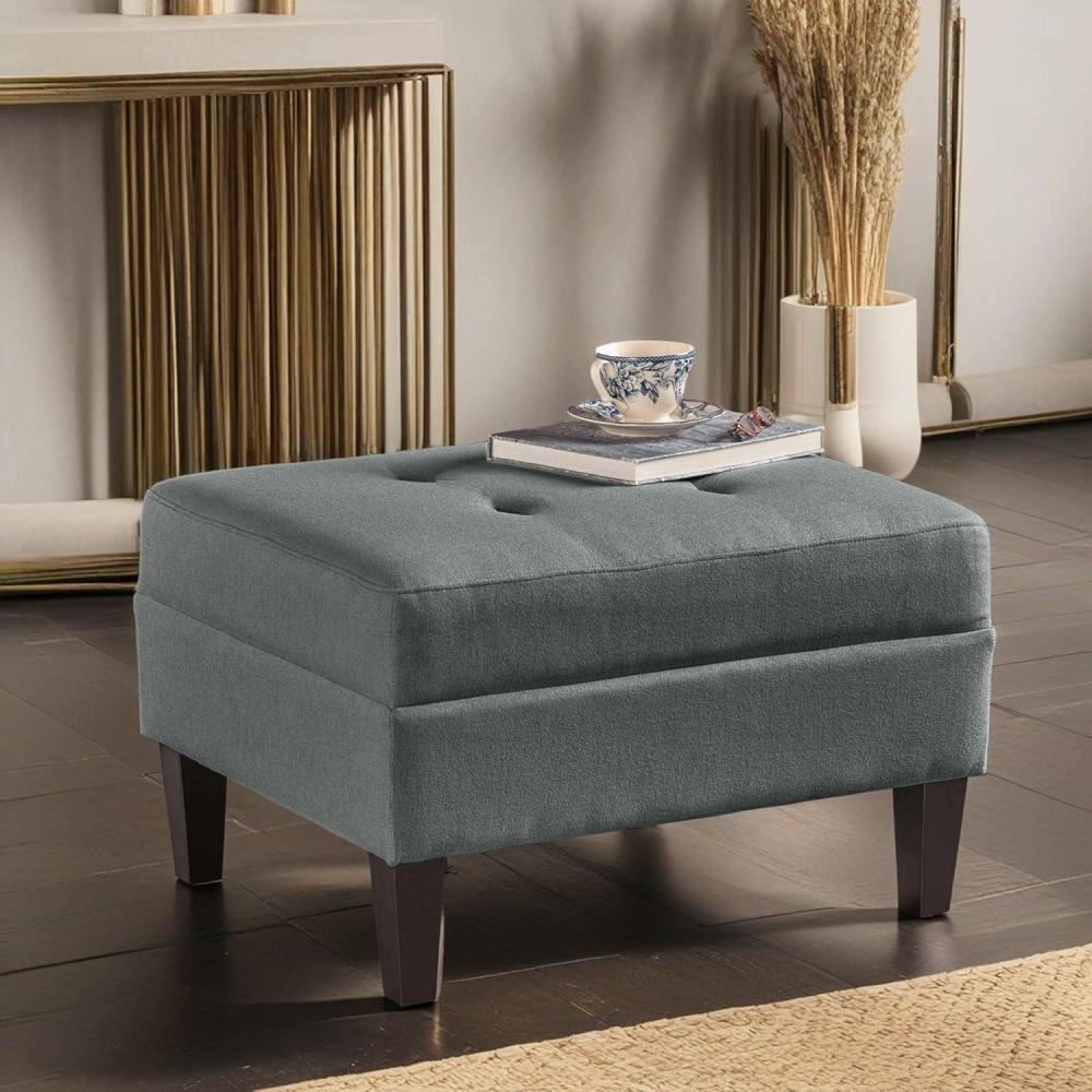 imageChristopher Knight Home Tufted Ottoman Footrest Rectangular Upholstered Ottoman Non Storage Fabric Ottoman Foot Rest Stool with Tufted Stitching2825 quotW x 23 quotD x 185 quotHCharcoalCharcoal