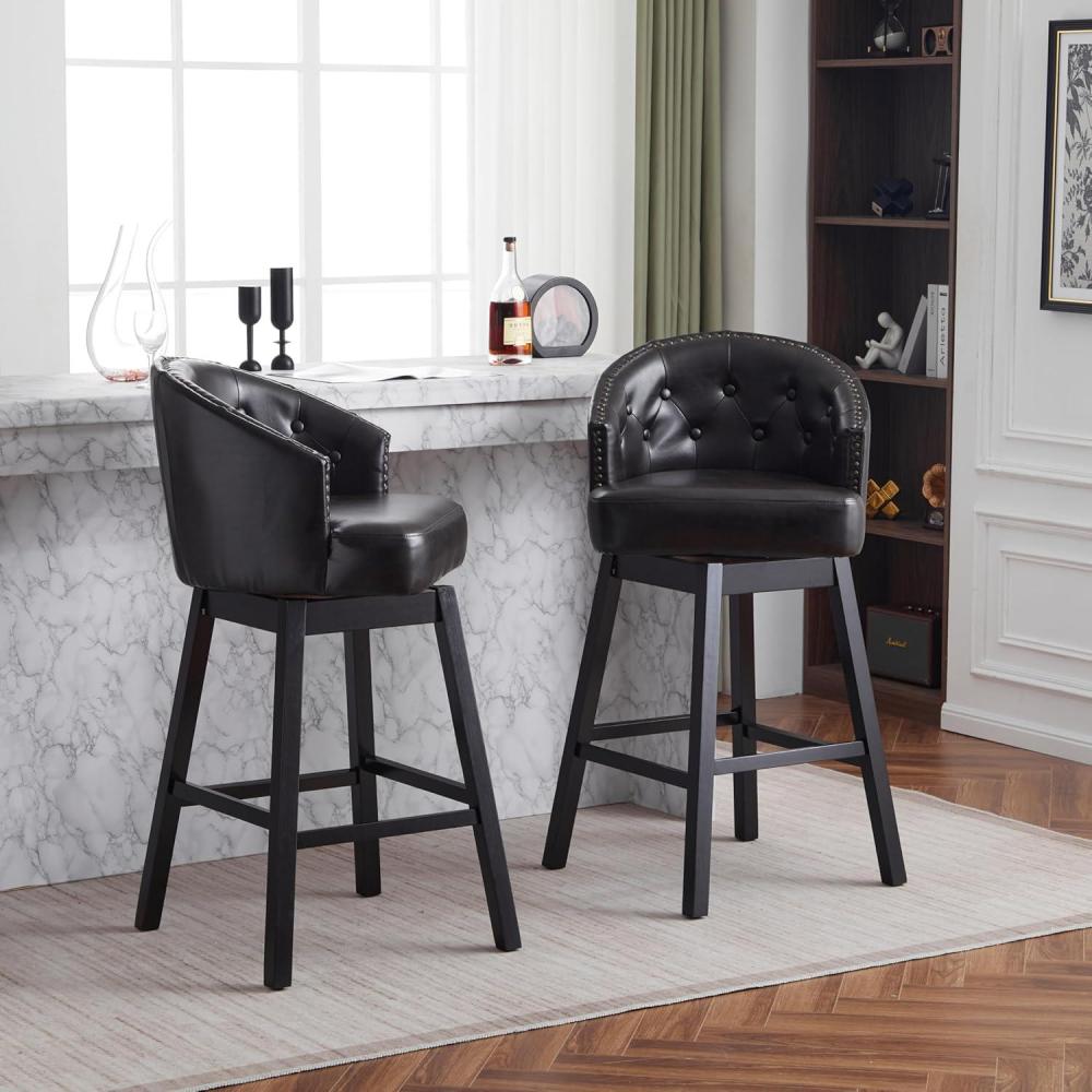 imageChristopher Knight Home Winaw 3325quot Counter Stools Set of 2 Upholstered Counter Height Bar Stools Swivel Seat Barstools Arm Kitchen Chairs Barstools for Home Bar Kitchen Counter BeigeBlackWenge Brown