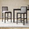 Christopher Knight Home 30.5 Inch Seat Height Bar Stools Set of 2, Mid-Century Upholstered Bar Chairs,Solid Rubber Wood Kitchen Chairs, Armless Barstools for Kitchen Island,Dining Room,Black+Gray(Black+grey)