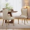 Christopher Knight Home Ahri Sturdy Rubberwood Dining Chairs Set of 2, Wingback Upholstered Armchair Set of 2 with Sculpted Legs, Comfy Dining Room Chairs with Heart-Inspired Back, Natural