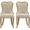 Christopher Knight Home Ahri Sturdy Rubberwood Dining Chairs Set of 2, Wingback Upholstered Armchair Set of 2 with Sculpted Legs, Comfy Dining Room Chairs with Heart-Inspired Back, Natural
