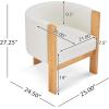 Christopher Knight Home Annie Modern Boucle Upholstered Dining Chairs Set of 2, Wooden Dining Room Armchair, Curved Backrest Kitchen Chairs, Living Room Accent Chair for Extra Seat, Natural + White
