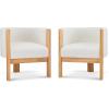 Christopher Knight Home Annie Modern Boucle Upholstered Dining Chairs Set of 2, Wooden Dining Room Armchair, Curved Backrest Kitchen Chairs, Living Room Accent Chair for Extra Seat, Natural + White