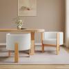 Christopher Knight Home Annie Modern Boucle Upholstered Dining Chairs Set of 2, Wooden Dining Room Armchair, Curved Backrest Kitchen Chairs, Living Room Accent Chair for Extra Seat, Natural + White
