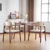 Christopher Knight Home Emeny Modern Faux Leather Upholstered Dining Chairs Set of 2, PU Kitchen Side Chairs with Wooden Frame, Living Room Comfy Reading Chair with Curved Backrest, Beige+Dark Walnut