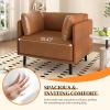 Christopher Knight Home Faux Leather Club Chair, Upholstered Accent Chair, Mid Century Modern Lounge Chair, Reading Chair with Two Throw Pillow, Brown